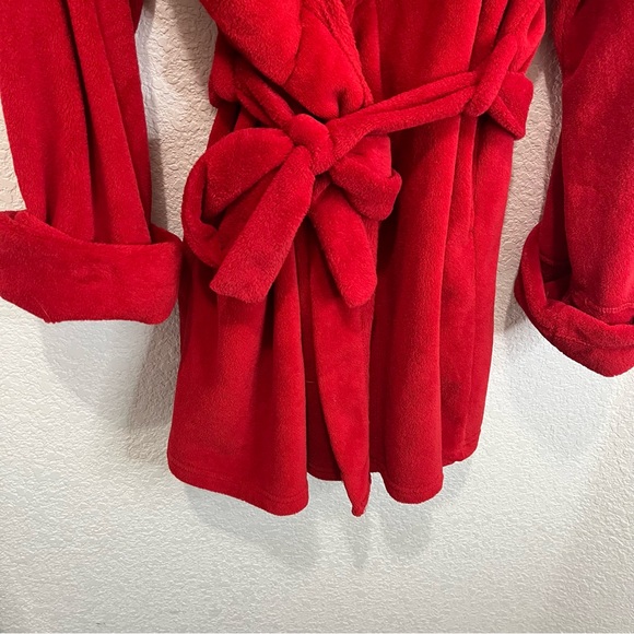 Sanrio Hello Kitty Red Plush Bath Robe Pockets Embroidered Womens Size L - Picture 4 of 14